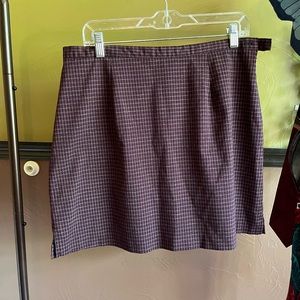 Plus size dark red plaid mini skirt